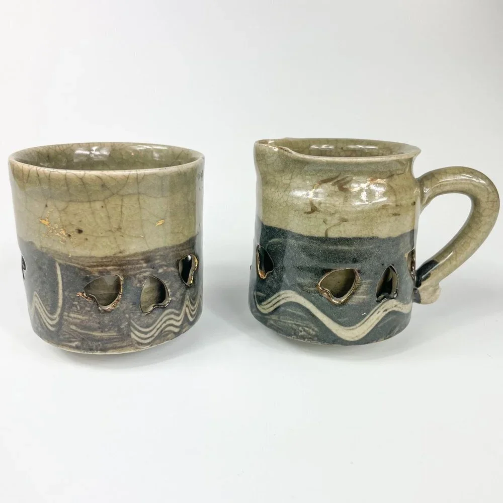 Somayaki Soma Ware Sugar Bowl and Creamer Set